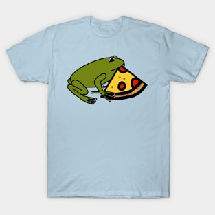 Cute Green Frog with Pizza Slice T-Shirt